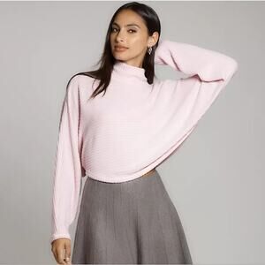 🚨NEW ANTHROPOLOGIE PILCRO Cozy Ribbed Turtleneck Batwing Pullover Pink Size M